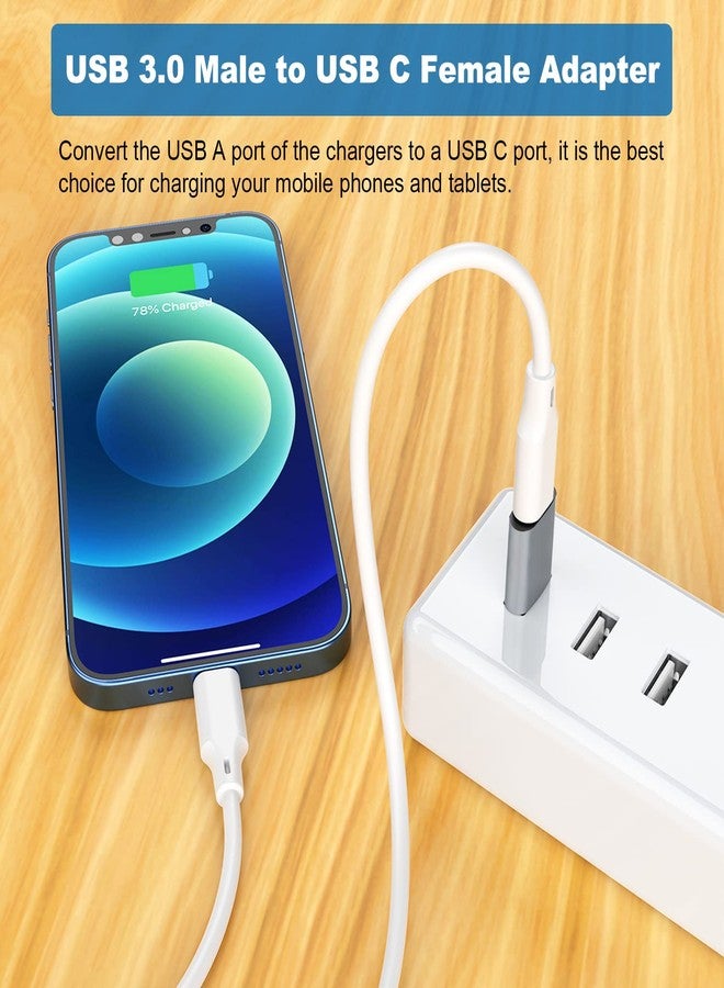 AreMe USB C Adapter (6 Pack), USB A Male to USB C Male, USB 3.0 Male to USB C Female, USB Type-C Male to USB 3.0 Female Converter Connector (Grey) - Image 4