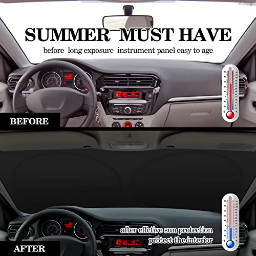 Woanger Windshield Sun Shade Foldable Car Front Window Covers for Car Accessories Sun Heat UV Rays Visor Protector Protection for Universal Cars SUV Truck (Solid Black) - Image 3