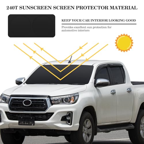 Woanger Windshield Sun Shade Foldable Car Front Window Covers for Car Accessories Sun Heat UV Rays Visor Protector Protection for Universal Cars SUV Truck (Solid Black) - Image 2