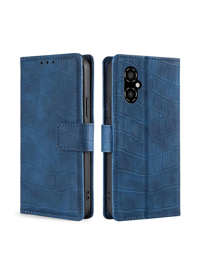 Case For Xiaomi Poco M4 5G Skin Feel Crocodile Magnetic Clasp Leather Phone Case