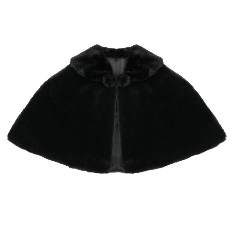 SK Studio Girls Princess Faux Fur Flower Bolero Shrug Party Wedding Dress Up White, Black, 3-5 years - Image 1