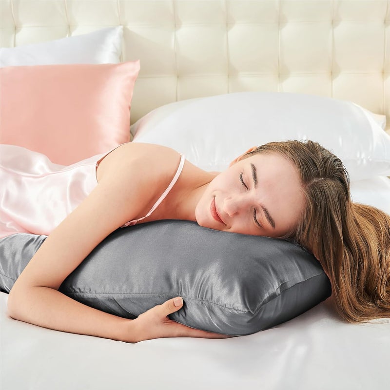 BEDELITE Satin Body Pillow Cover - Super Soft and Cooling Pillowcase (20"x54", Dark Grey) - Image 5