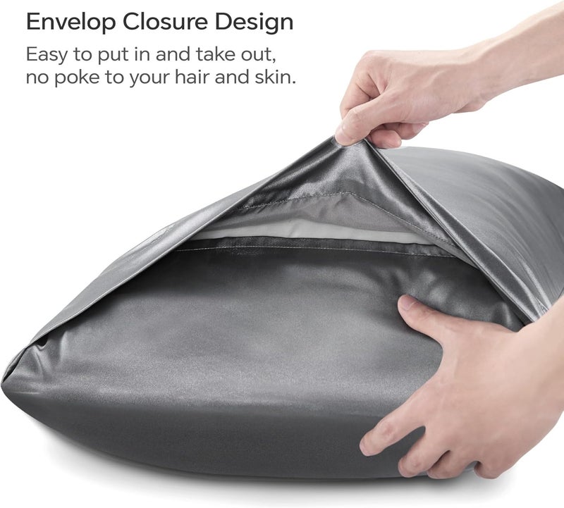 BEDELITE Satin Body Pillow Cover - Super Soft and Cooling Pillowcase (20"x54", Dark Grey) - Image 4