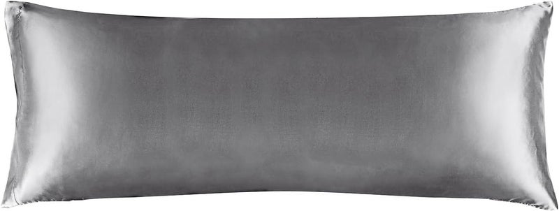BEDELITE Satin Body Pillow Cover - Super Soft and Cooling Pillowcase (20"x54", Dark Grey) - Image 1