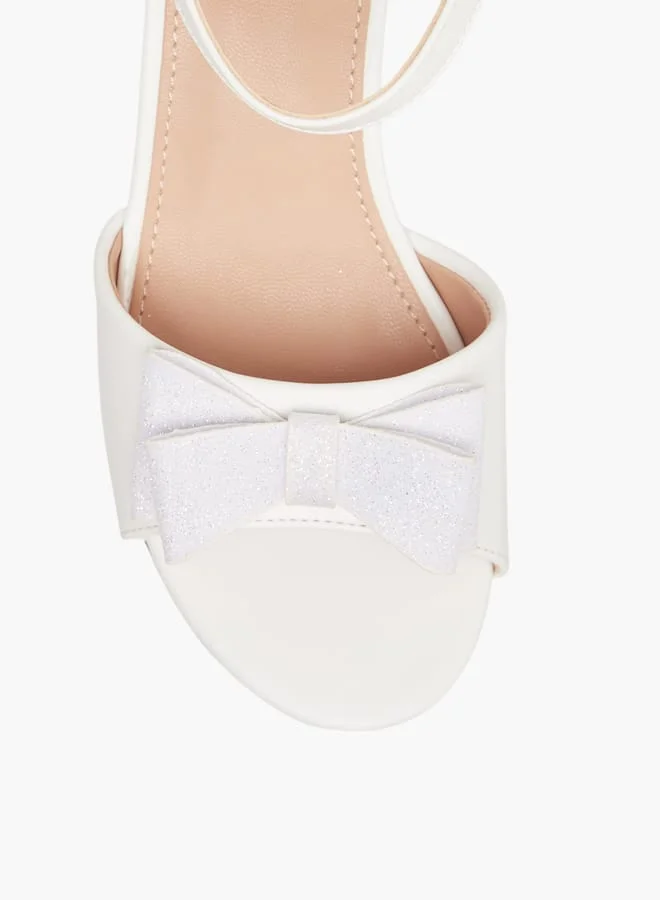 Flora Bella By Shoexpress Girls Bow Applique Sandals with Hook and Loop Closure