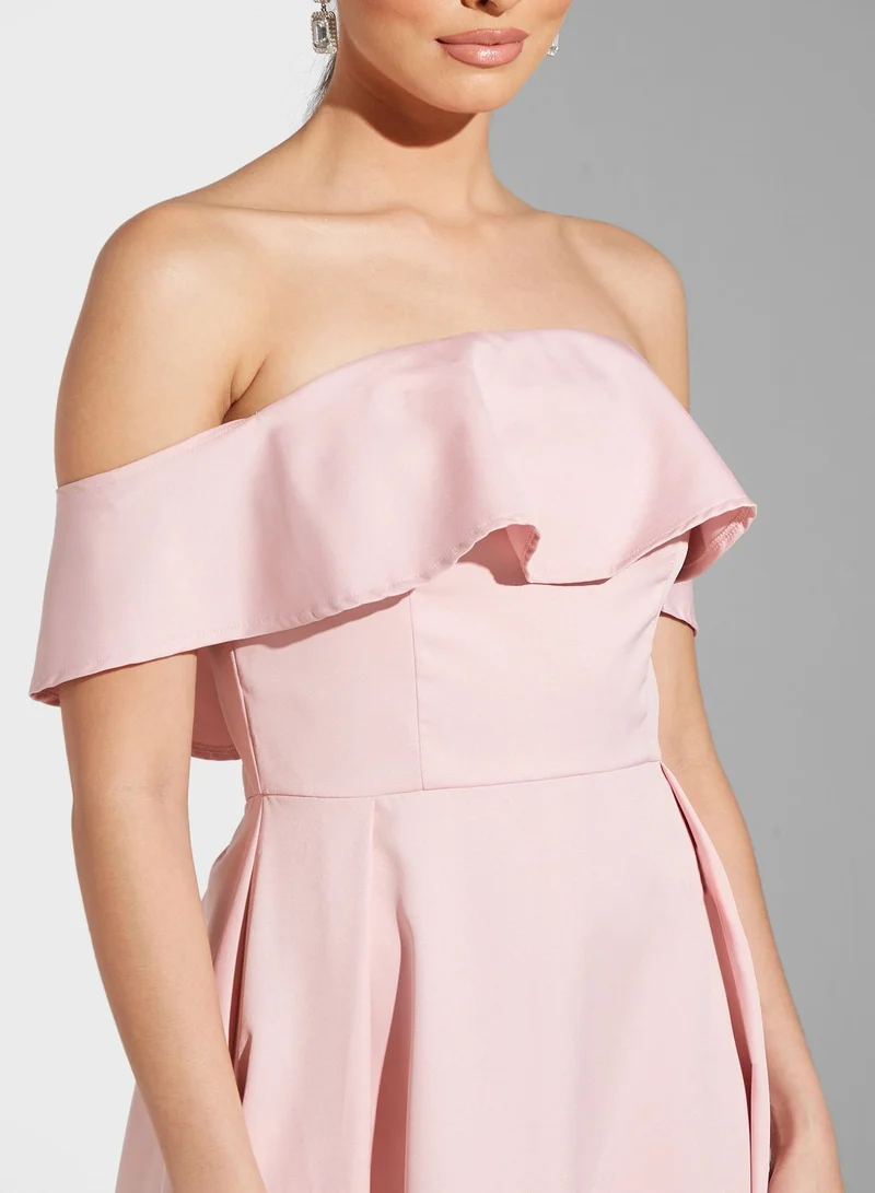 Chi-Chi London Ruffle Detail Bardot Dress