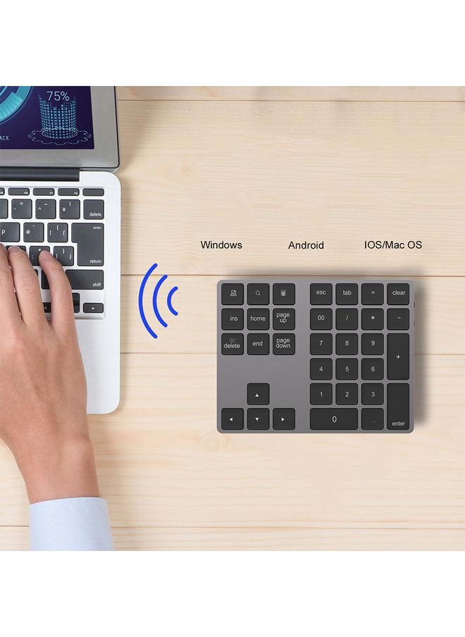 Thoraya Wireless Number Pad BT Numeric Keypad 34 Key Keyboard HUB TypeC Fit for Windows(Black)  - Image 5