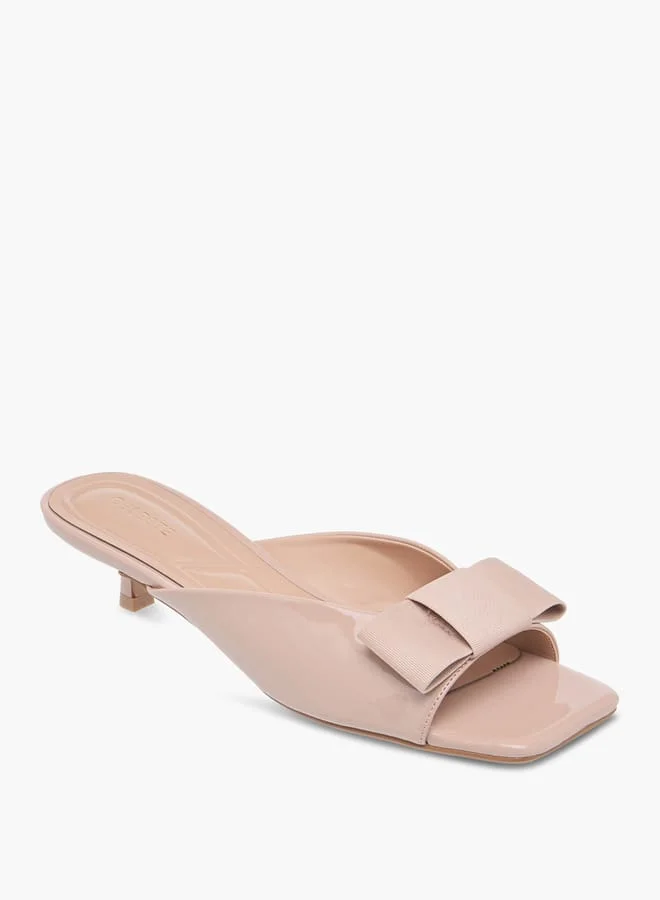 Celeste Women's Bow Applique Slip-On Sandals with Kitten Heels
