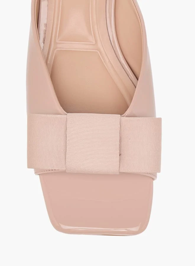 Celeste Women's Bow Applique Slip-On Sandals with Kitten Heels