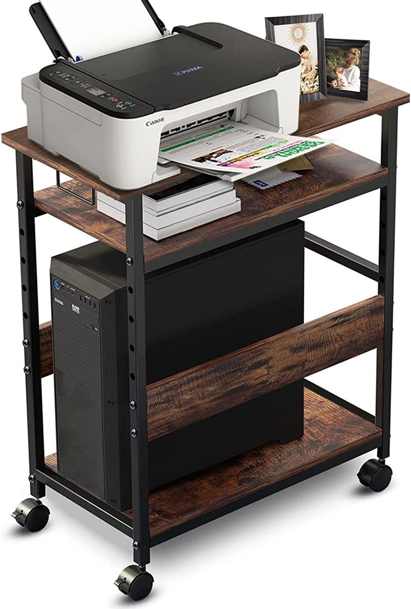 INDIAN DECOR 65205 Computer Tower Stand with Shelf Adjustable PC Tower Stand Computer Floor Stand CPU Stand Movable PC Cart Computer Tower Floor Stand PC Stand for Under Desk Serving Cart