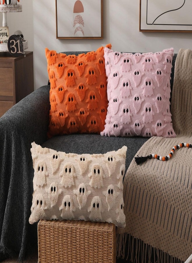 DFXSZ Halloween Pillow Covers 12x20 inch Ghost Decor Beige Halloween Lumbar Pillow Covers Decorative for Halloween Home Decor for Sofa 095B - Image 5