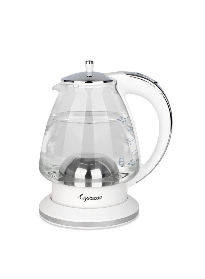 Capresso غلاية زجاجية كابريسو H2O، 240.02، بيضاء وكروم مصقول، 48 أونصة - Image 1