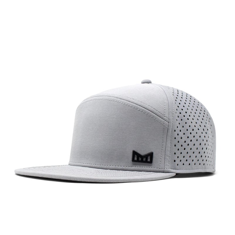 melin Trenches Icon Hydro, Heather Grey, Men's Performance Snapback Hats, Water-Resistant Fitted Flat Bill Baseball Caps for Men & Women, Golf, Running, or Workout Hat, XL - Image 1