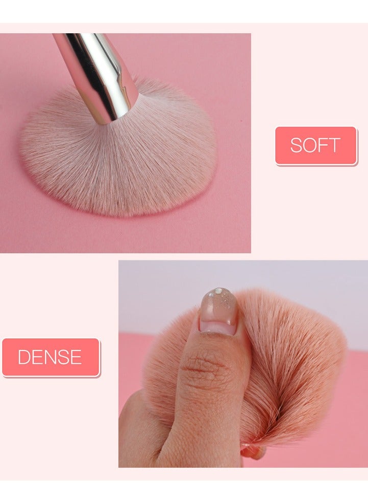 جودي مجموعة فرش مكياج نباتية من 22 قطعة بمقابض خشبية وردية وحقيبة غسيل، مصنوعة من ألياف صناعية ناعمة وكثيفة - للاستخدام الاحترافي واليومي (وردي) - Image 4