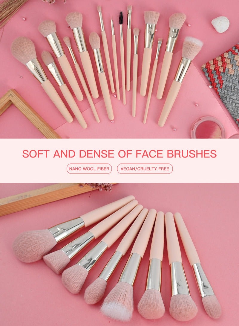 جودي مجموعة فرش مكياج نباتية من 22 قطعة بمقابض خشبية وردية وحقيبة غسيل، مصنوعة من ألياف صناعية ناعمة وكثيفة - للاستخدام الاحترافي واليومي (وردي) - Image 5