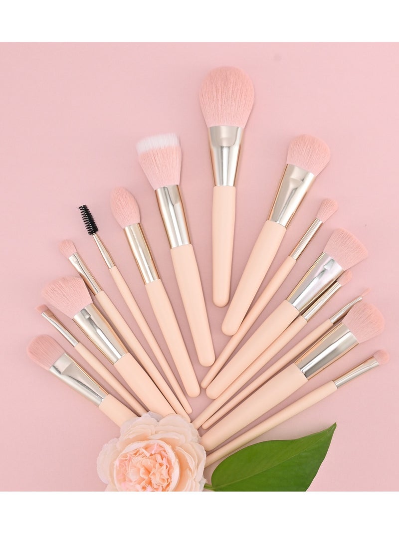 جودي مجموعة فرش مكياج نباتية من 22 قطعة بمقابض خشبية وردية وحقيبة غسيل، مصنوعة من ألياف صناعية ناعمة وكثيفة - للاستخدام الاحترافي واليومي (وردي) - Image 2