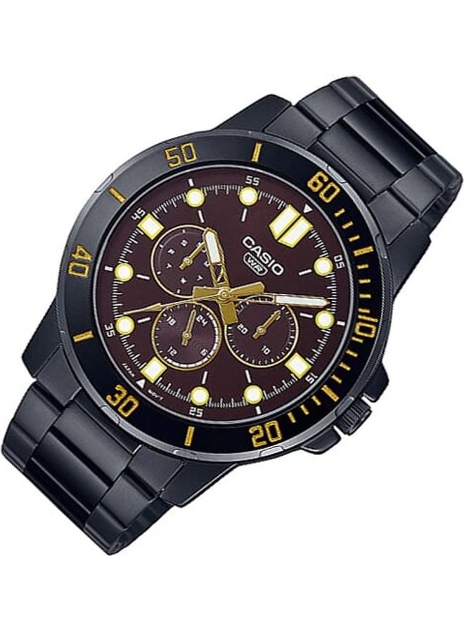 كاسيو ساعة كاسيو رجالية انالوج بعقارب متعددة ومينا لون بني وبسوار ستانلس ستيل MTP-VD300B-5EUDF - Image 2