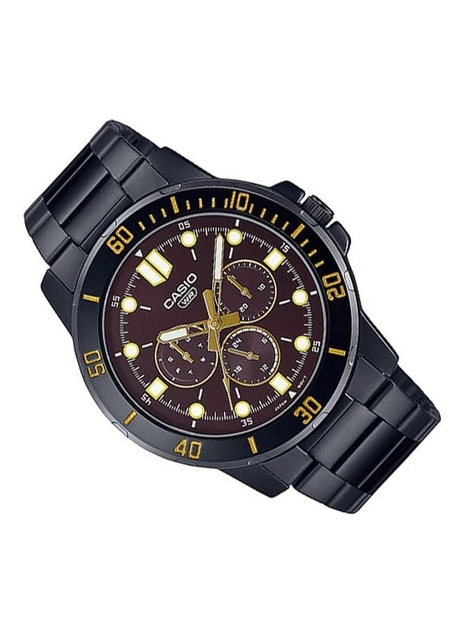 كاسيو ساعة كاسيو رجالية انالوج بعقارب متعددة ومينا لون بني وبسوار ستانلس ستيل MTP-VD300B-5EUDF - Image 3