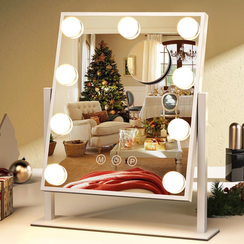 ZL ZELing Vanity Mirror with LightsMakeup Mirror with Lights10X MagnificationLight up Mirror with Smart Touch 3 Colors DimmableMirror with Lights with 360 Rotation