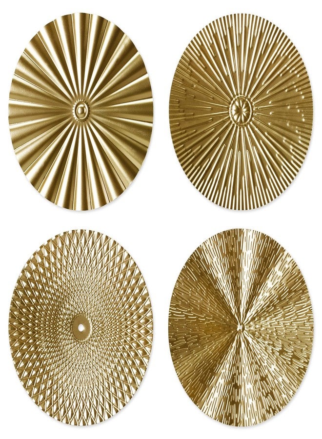 RUNTIVAN 4 Pack Metal Wall Art Decor - 11inch Sunburst Hanging Metal Artwork Decor Wall Art Decorations for Home Living Room Office Gift for Christmas(Gold) - Image 1