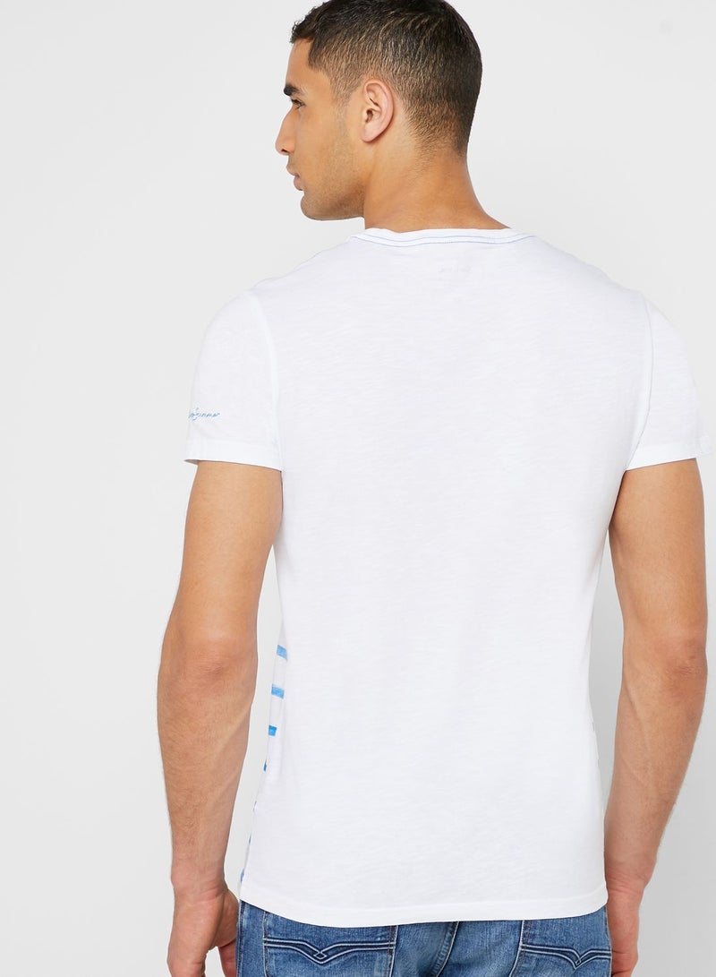 SALSA Contrast Pocket Striped Crew Neck T-Shirt - Image 2