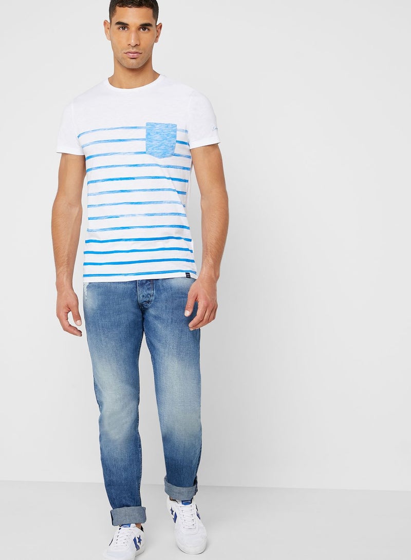 SALSA Contrast Pocket Striped Crew Neck T-Shirt - Image 4