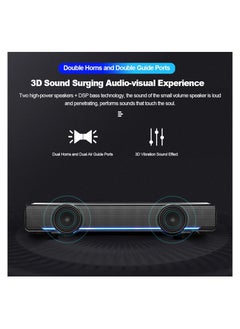 SYOSI Computer PC Soundbar Dolby Surround Sound Bars Speakers 3.5mm Input Stereo Surrounding Deep Bass Sound Wired USB Powered Laptop Desktop Monitor Speakers for PC Cellphones Computer Speakers  - Image 2