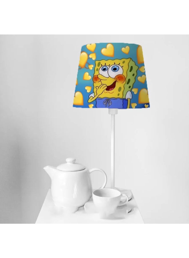 اباجورة اطفال ماسورة لون اوف وايت بشابوه مطبوع مقاس 17/23 ارتفاع 20 سم