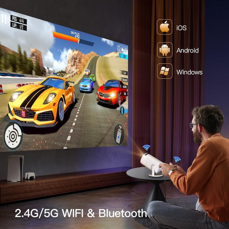 VishBin Mini Smart Projector 4K Full HD 1080P 180° Rotation Portable Projector Small Video Projector Mobile Phone Android OS 11.0 with 2.4/5G WiFi Bluetooth 5.0 Automatic Keystone Correction Home - Image 4