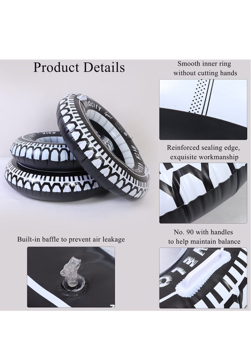 SYOSI Inflatable Pool Floats, 4 Pack Tire Tube Swim Ring, Inflatable Swim Ring with Handles, Pool Swimming Ring Pool Toys for Kids Adults Swimming Pool Beach Party Decoration (3 Sizes) - Image 4