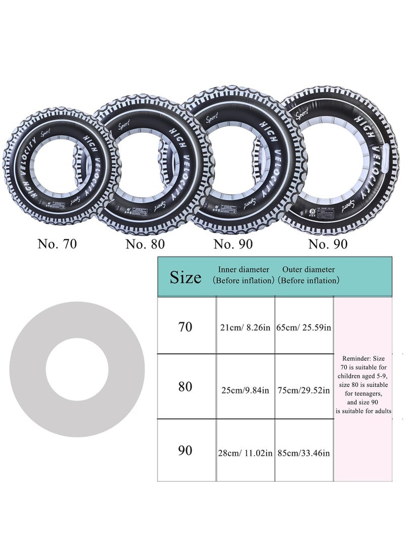 SYOSI Inflatable Pool Floats, 4 Pack Tire Tube Swim Ring, Inflatable Swim Ring with Handles, Pool Swimming Ring Pool Toys for Kids Adults Swimming Pool Beach Party Decoration (3 Sizes) - Image 3