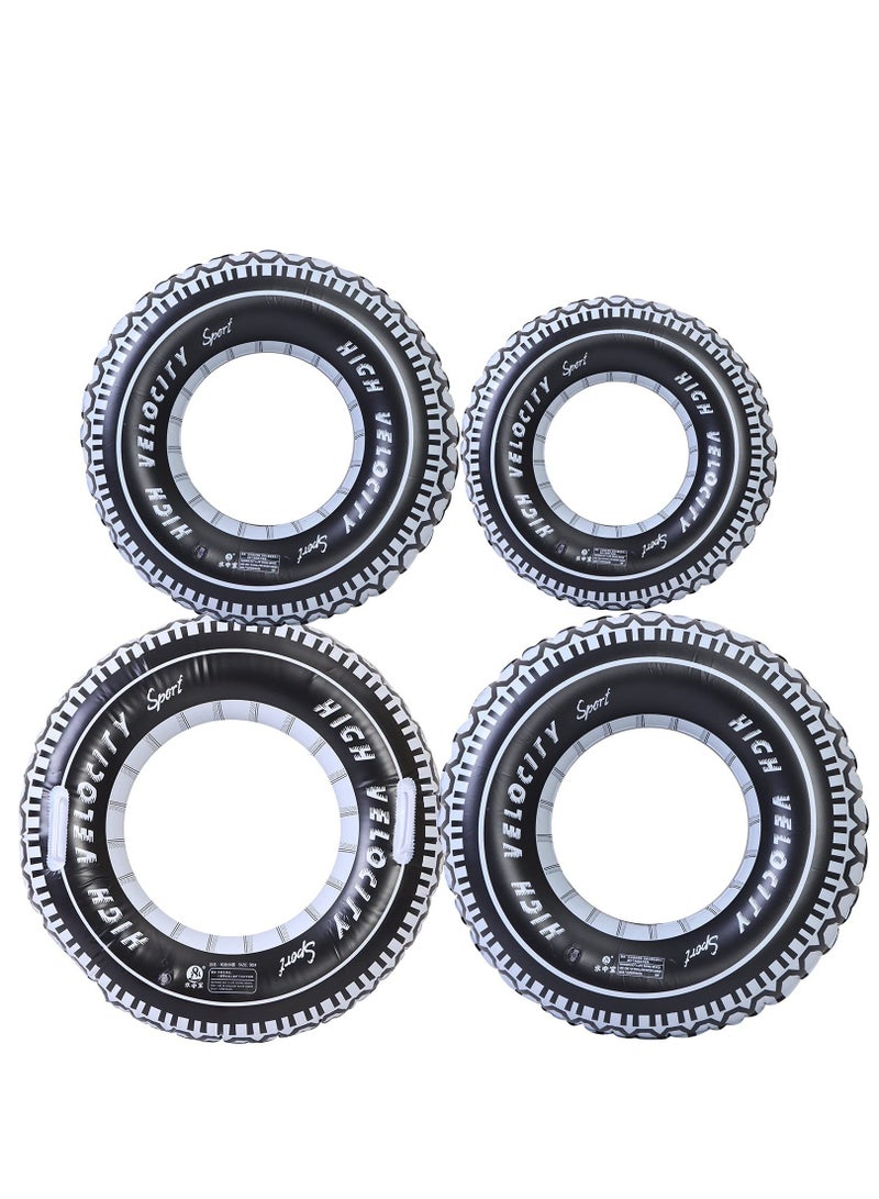 SYOSI Inflatable Pool Floats, 4 Pack Tire Tube Swim Ring, Inflatable Swim Ring with Handles, Pool Swimming Ring Pool Toys for Kids Adults Swimming Pool Beach Party Decoration (3 Sizes) - Image 2