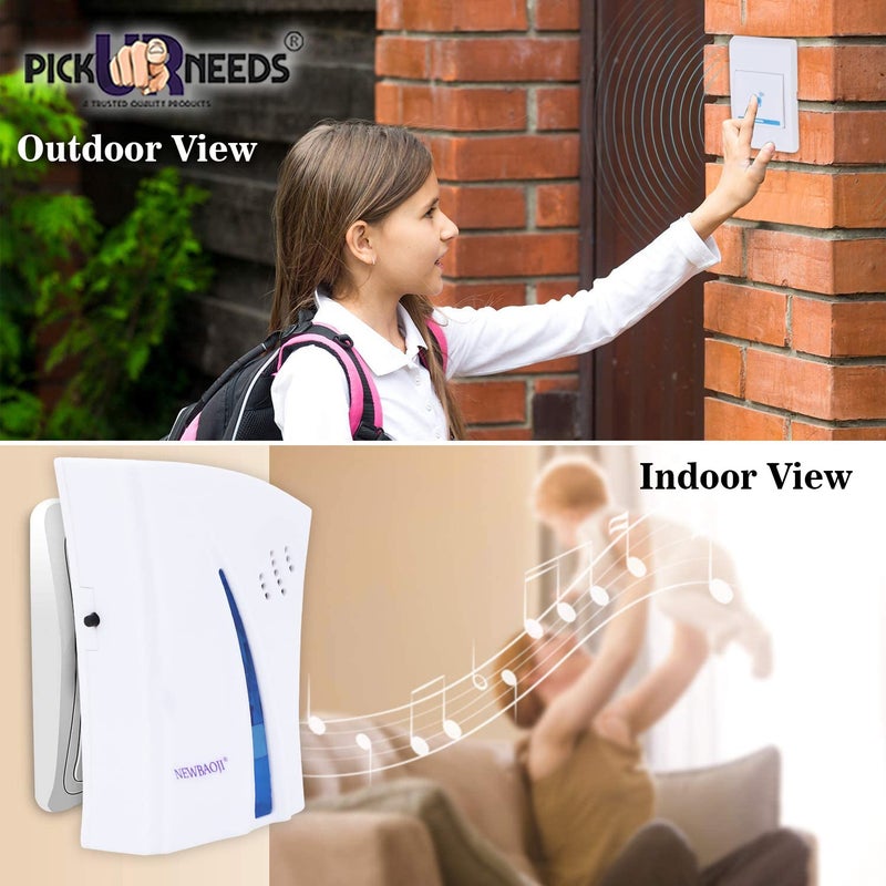 Pick Ur Needs جرس باب لاسلكي بعيد المدى مع نغمات قابلة للتعديل بسهولة مع جهاز تحكم عن بعد للاستخدام المتعدد - Image 5