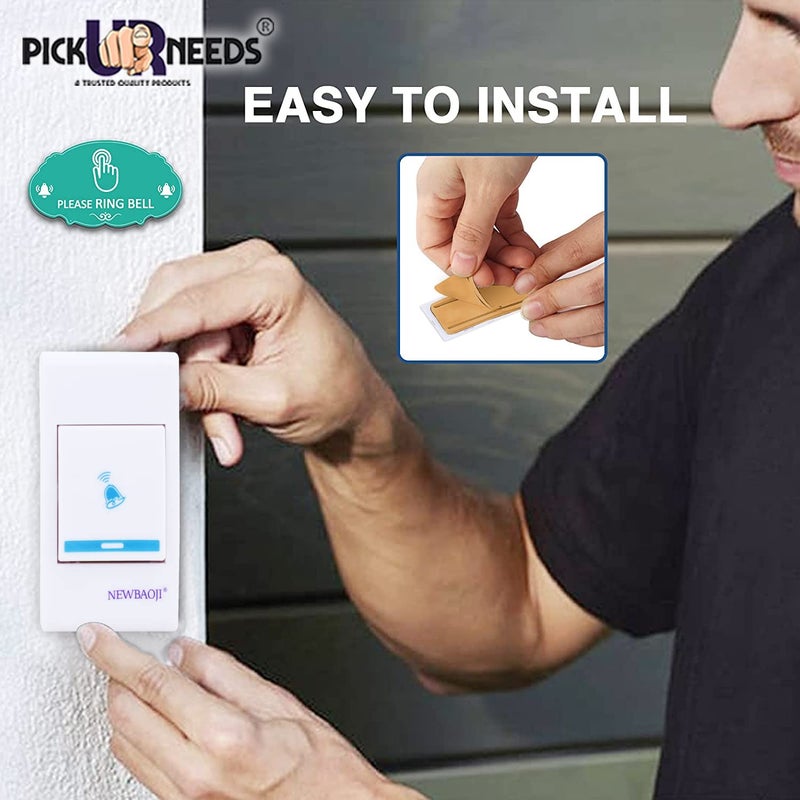 Pick Ur Needs جرس باب لاسلكي بعيد المدى مع نغمات قابلة للتعديل بسهولة مع جهاز تحكم عن بعد للاستخدام المتعدد - Image 2