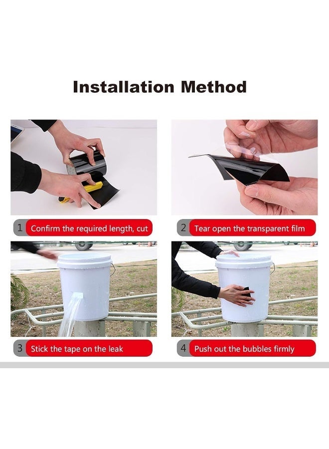 Poaker  Waterproof Repair Tape Strong Self-Adhesive, All-Weather Stretchy Sealing Tape For Insulation, Roofing, Pipes, Holes, Cracks And Leaky Pools, Tanks, Drums And Containers (Black, 1 Pcs) - Image 3