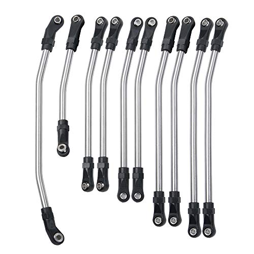 RCLIONS SCX10 II Links Rod End Linkage 313mm Wheelbase Stainless Steel for Axial SCX10 2 90046 90047 110 Crawler Car Upgrade Parts - Image 1