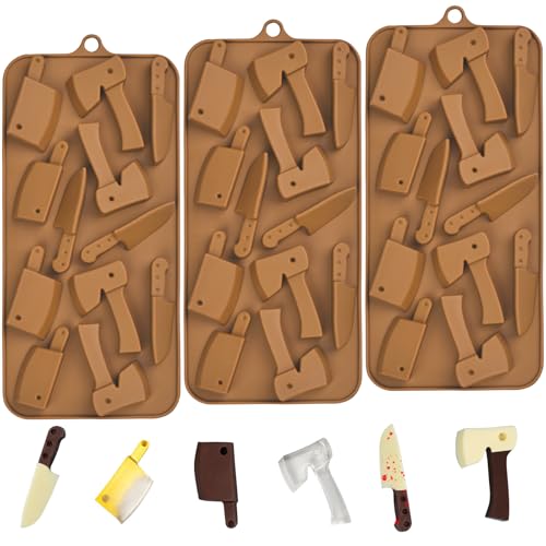 EDUEE Halloween Chocolate Molds Knife Silicone Candy Molds 3pcs for Resin, Soap, Ice, Fondant, Cupcake Decoration - Image 1