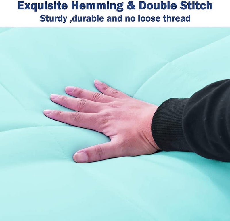 BSB HOME Microfiber Solid Reversible Soft AC Comforter Double Bed Blanket for Summer/All Season (Aqua & Grey, 200GSM, King Size, 90 x 100 inches) - Image 5