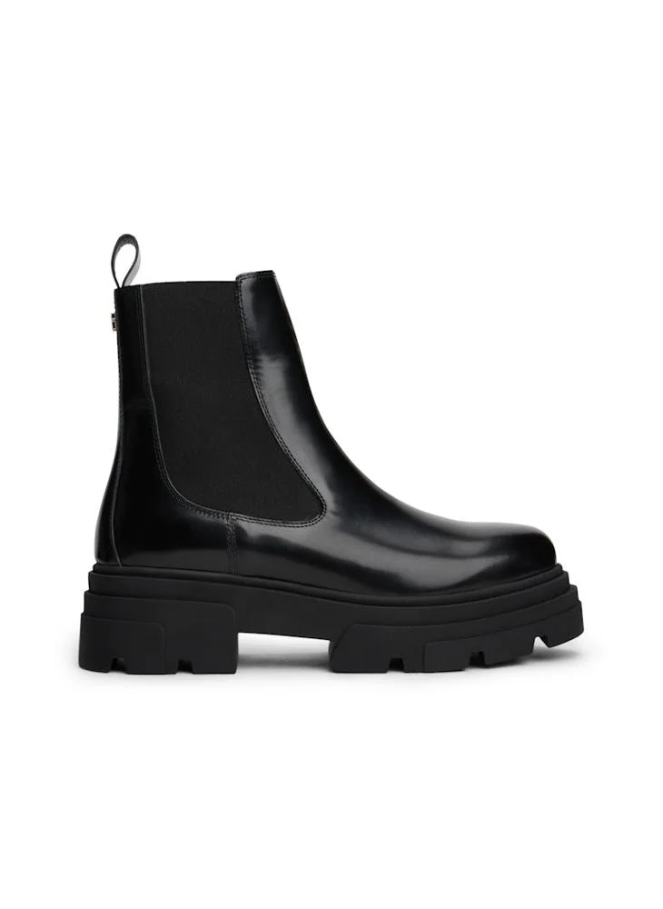 TOMMY HILFIGER Shiny Leather Cleat Chelsea Boots
