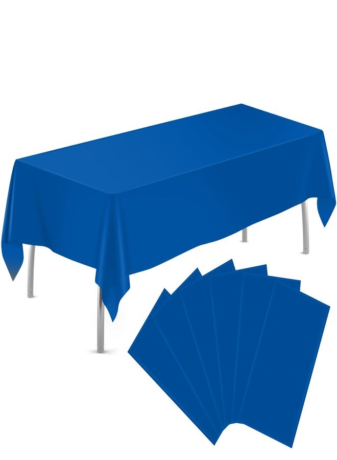 tujol Royal Blue 6 Pack Plastic Table Cloth 54" x 108", Disposable Tablecloths Rectangle Table Cover, Plastic Tablecloths for Parties - Image 1