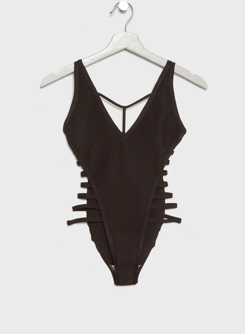 Missguided Side Cut Out Swimsuit
