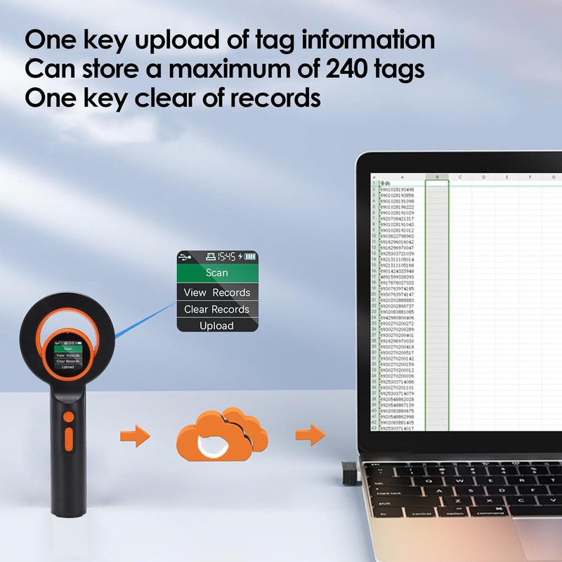 Fafeicy Pet Chip Reader, EMID FDX B ISO11784 85 Scanner with 2.4G BT USB Connectivity, for Animal Marker and Glass Digital Tag Detection up to 20cm - Image 3