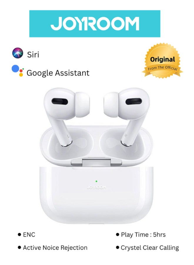 جوي روم سماعات أذن لاسلكية JR-T03S Pro تعمل بالبلوتوث 5.2 TWS مع أطراف الأذن البديلة وحافظة واقية الإصدار القياسي لون أبيض - Image 1