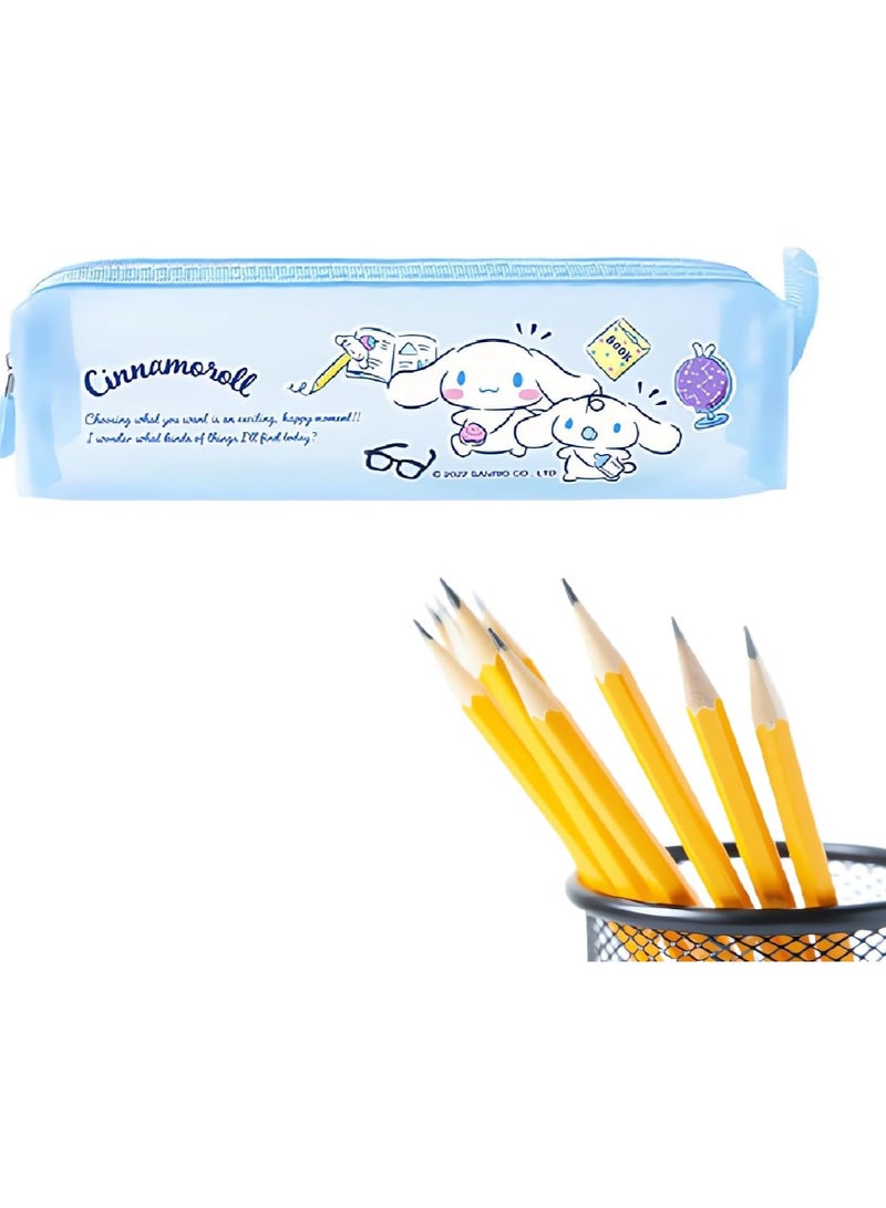 Cinnamon Mesh Pencil Case Large Capacity Pencil Case Big Pencil Pouch With Zipper Simple Stationery Bag Aesthetic Pen Bag for School Teen Girl Boy Multi-Purpose bag for office Men Women (Mesh-Cinnamoroll) - Image 1