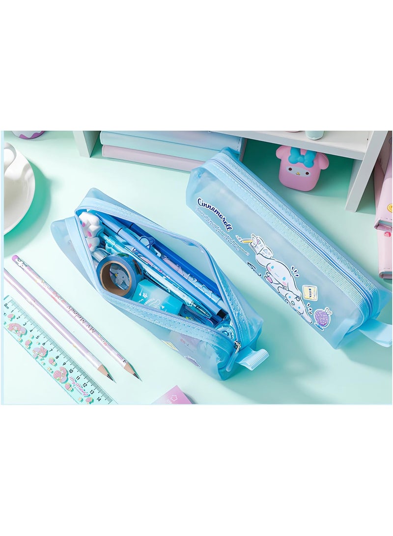 Cinnamon Mesh Pencil Case Large Capacity Pencil Case Big Pencil Pouch With Zipper Simple Stationery Bag Aesthetic Pen Bag for School Teen Girl Boy Multi-Purpose bag for office Men Women (Mesh-Cinnamoroll) - Image 3