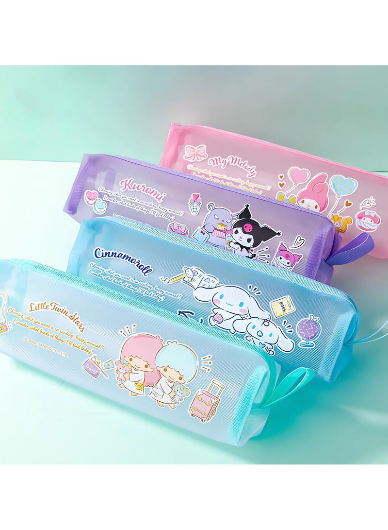 Cinnamon Mesh Pencil Case Large Capacity Pencil Case Big Pencil Pouch With Zipper Simple Stationery Bag Aesthetic Pen Bag for School Teen Girl Boy Multi-Purpose bag for office Men Women (Mesh-Cinnamoroll) - Image 4