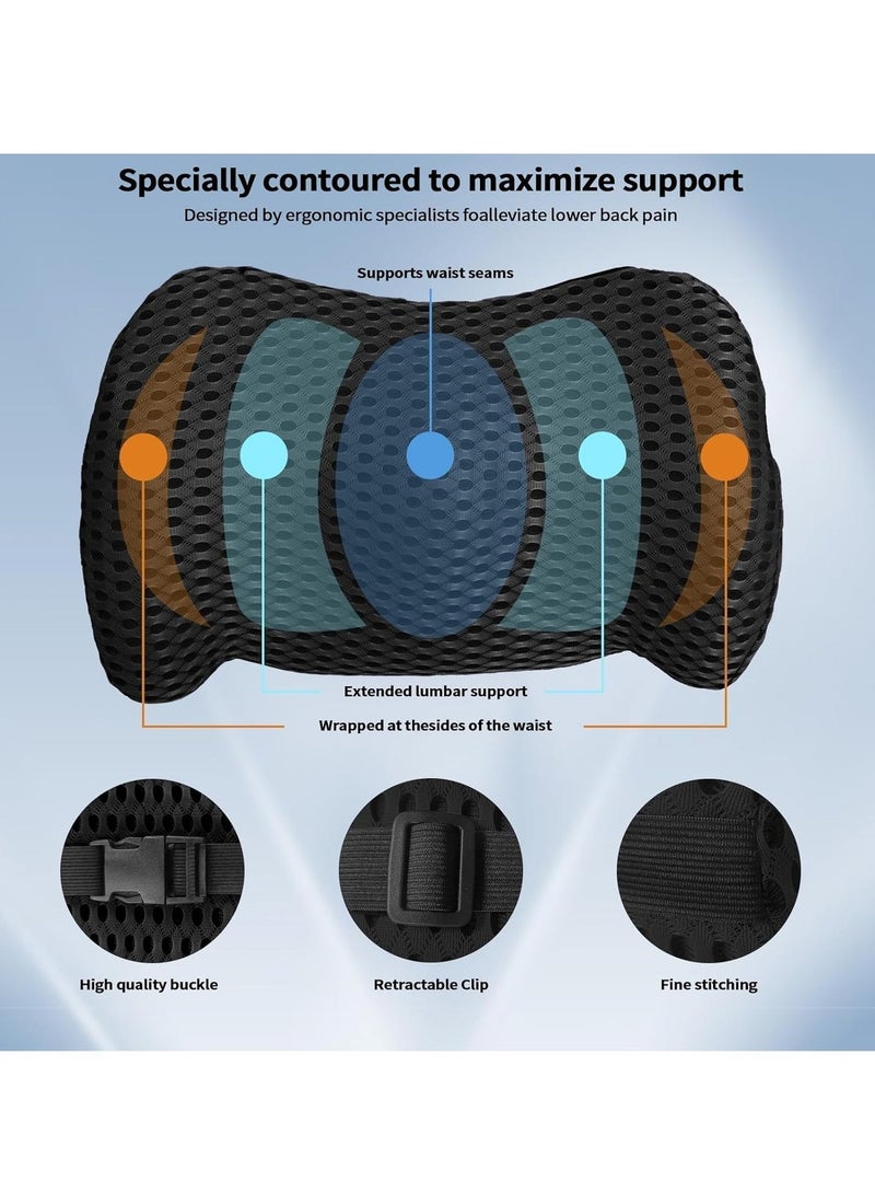 Loxira Lumbar Support Pillow for Office Chair, Car Lumbar Pillow Lower Back Pain Relief, Memory Foam Back Cushion with 4D Mesh Cover and Adjustable Straps, Ergonomic Chair Back Pillow for Car,Bed, Gaming - Image 4