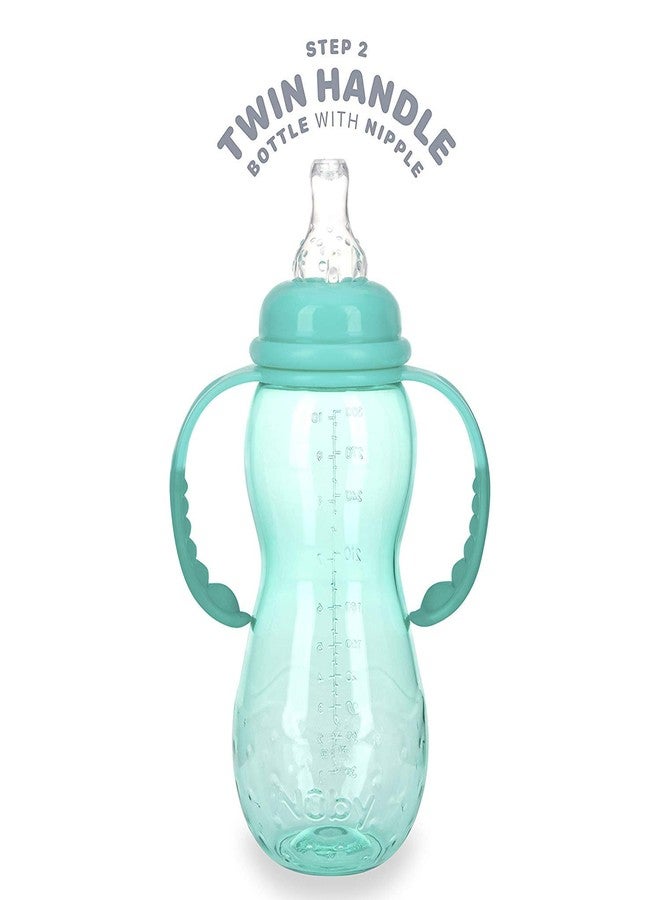 Nuby New 3 Stage Ultra Durable Tritan Grow with Me No-Spill Bottle to Cup, 10 Oz, Teal - Image 5
