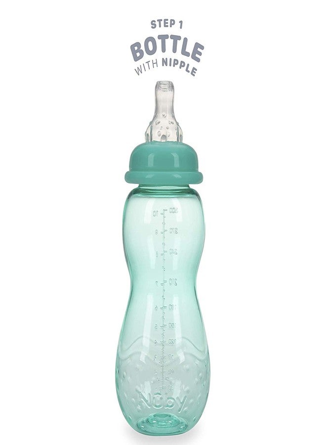Nuby New 3 Stage Ultra Durable Tritan Grow with Me No-Spill Bottle to Cup, 10 Oz, Teal - Image 4