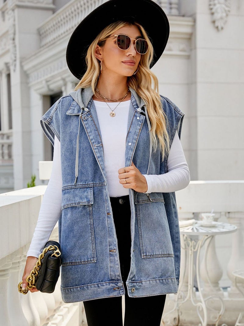 YUNIQEE Blue Solid Denim Jacket - Image 3